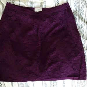 Loft 10 lace purple skirt worn once